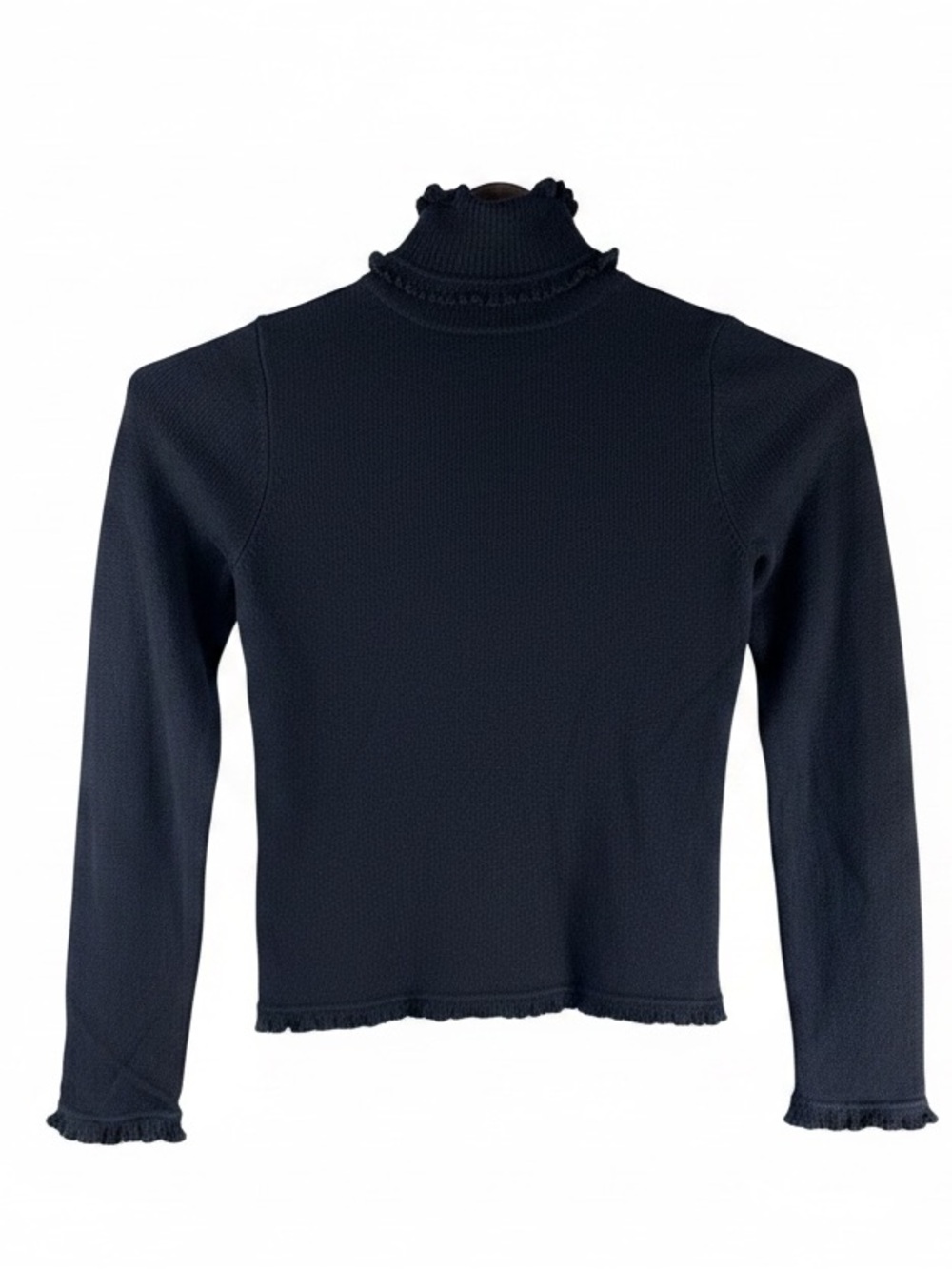 Vintage Ralph Lauren Black Lettuce Edge Knit Turtleneck Sweater Angora XS - Picture 3 of 6